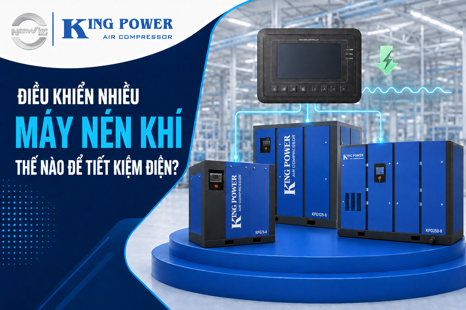 Điều khiển nhiều máy nén khí thế nào để tiết kiệm điện?