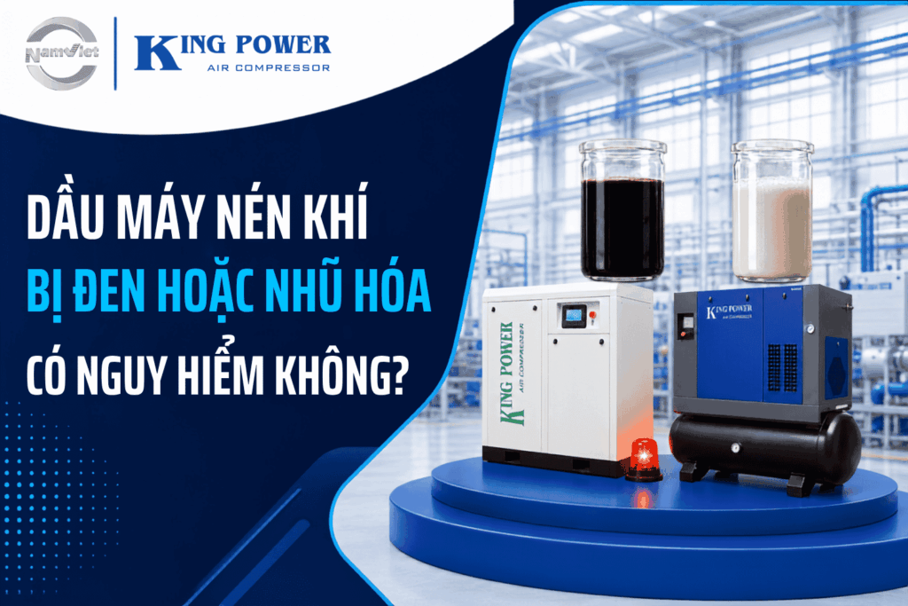 Dầu máy nén khí bị đen hoặc nhũ hóa có nguy hiểm không?