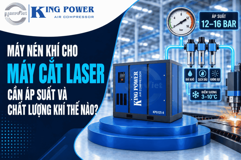 Máy nén khí cho máy cắt laser cần áp suất và chất lượng khí thế nào?